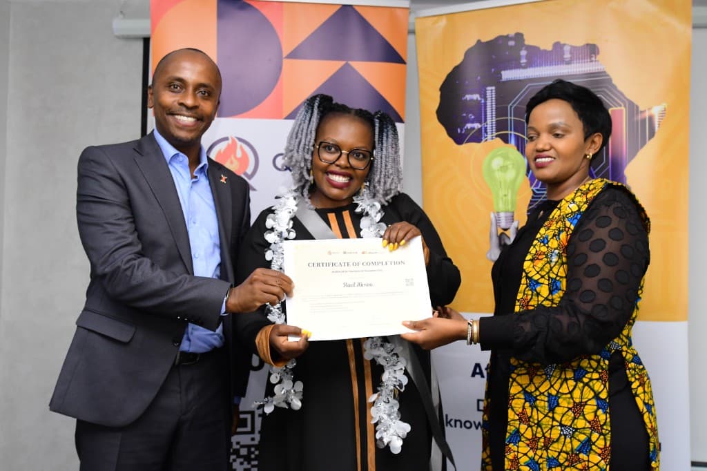 Africa AI Literacy graduate receiving a certificate of completion